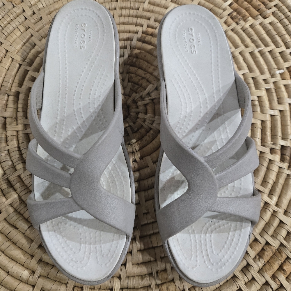 CROCS Women's Light Gray Sandals - Picture 7 of 7